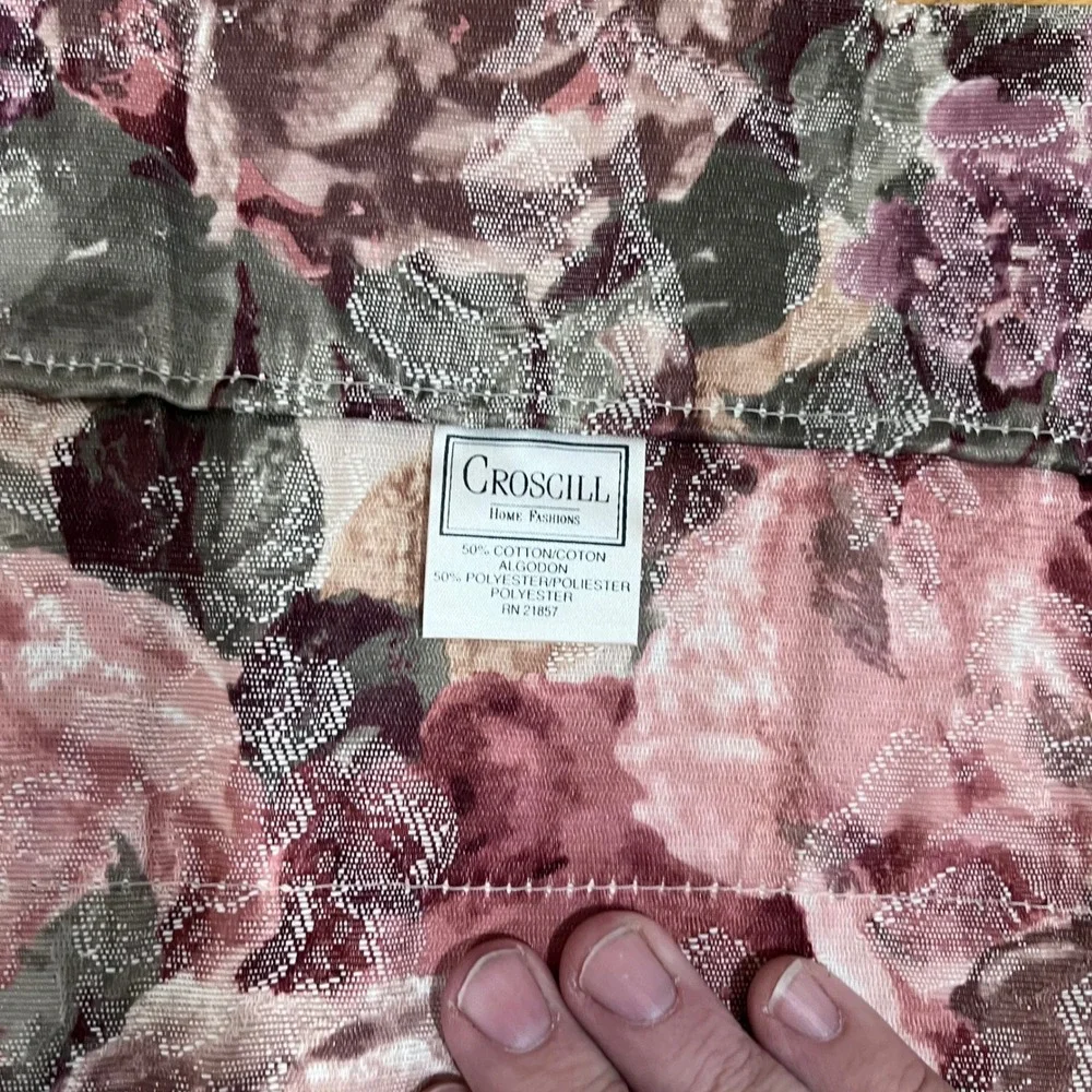 Croscill Vtg Floral Tapestry Valance Mauve Rose Sage 17x86 Rod‎ Pocket Cottage